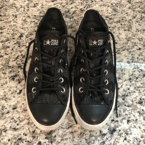 Sparkle / Sequin Black & Silver Converse Low Tops